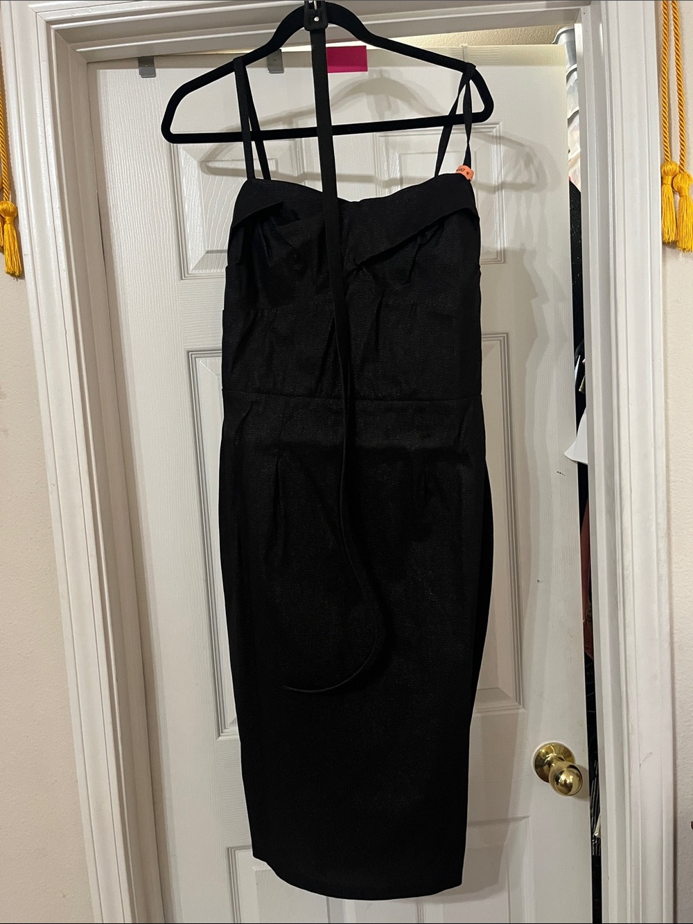 Pinup Couture Black Pencil Dress with Spaghetti Straps